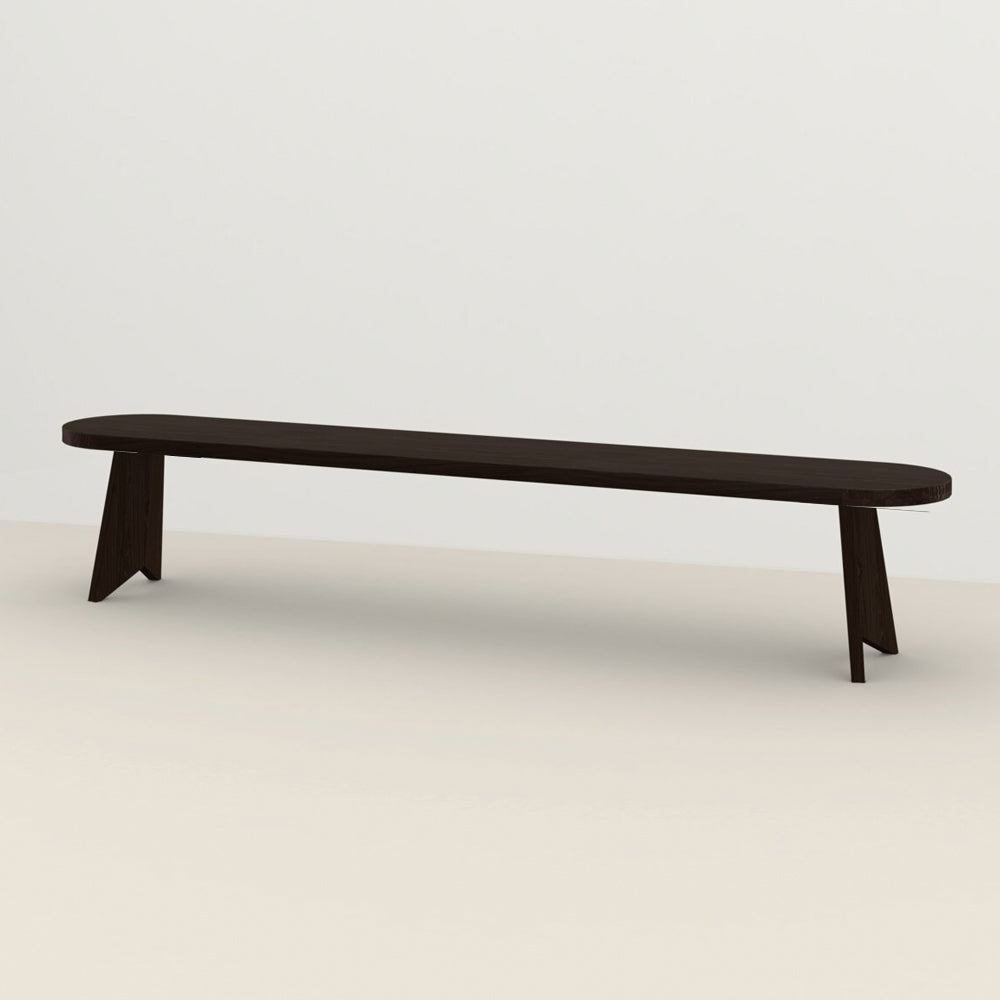 Henk Dining Bench - Flat Oval - Stained Oak